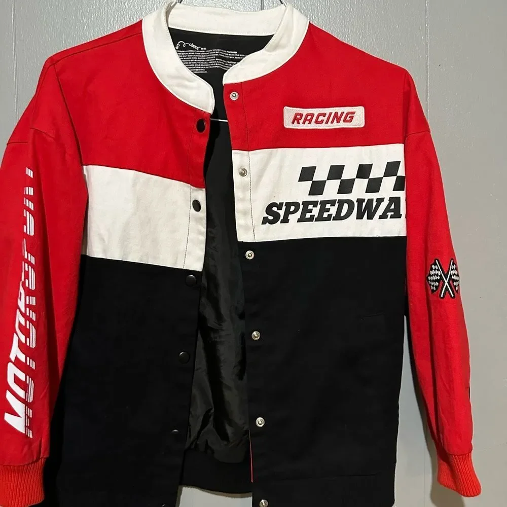 Racing jaket Red and White Snap Jacket‎